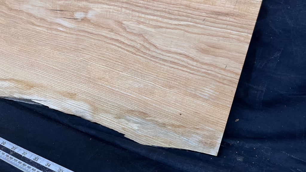 Coffee table top, ash boards, shelving 1169 L x 432 W x 29 D mm       (619)