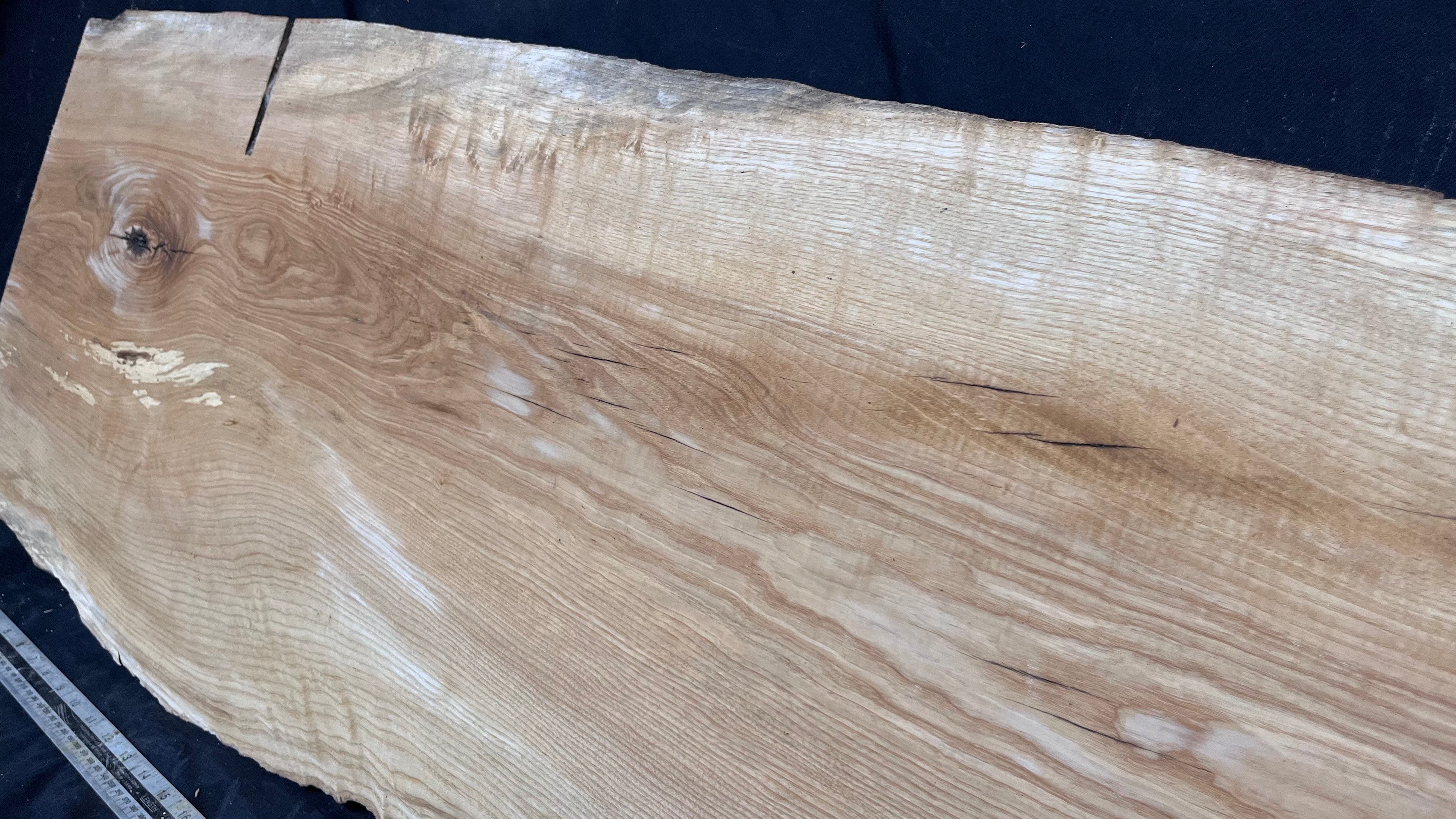 Coffee table top, ash boards, shelving 1169 L x 432 W x 29 D mm       (619)