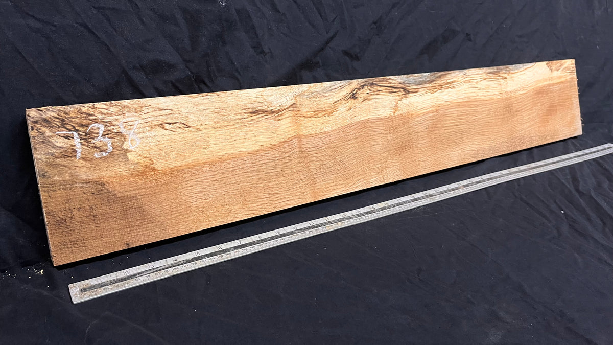 Spalted turkey oak, hardwood shelf, mantle.  1005 L x 157 W x 40 D mm    (738)