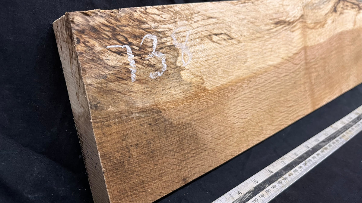 Spalted turkey oak, hardwood shelf, mantle.  1005 L x 157 W x 40 D mm    (738)