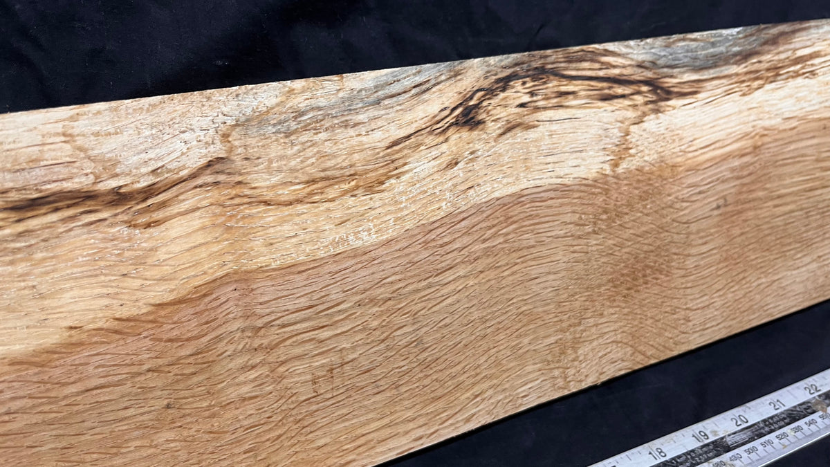 Spalted turkey oak, hardwood shelf, mantle.  1005 L x 157 W x 40 D mm    (738)