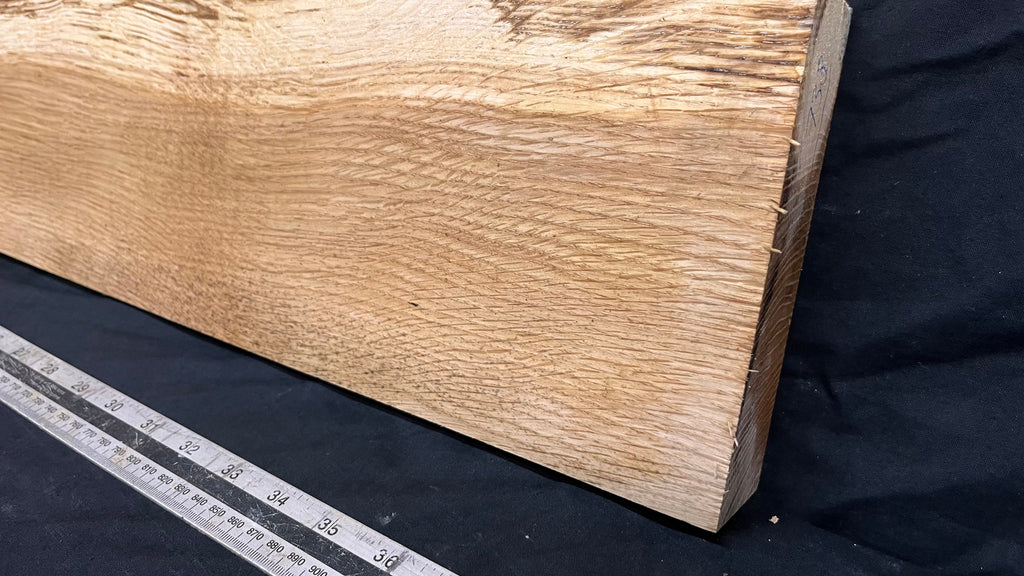 Spalted turkey oak, hardwood shelf, mantle.  1005 L x 157 W x 40 D mm    (738)