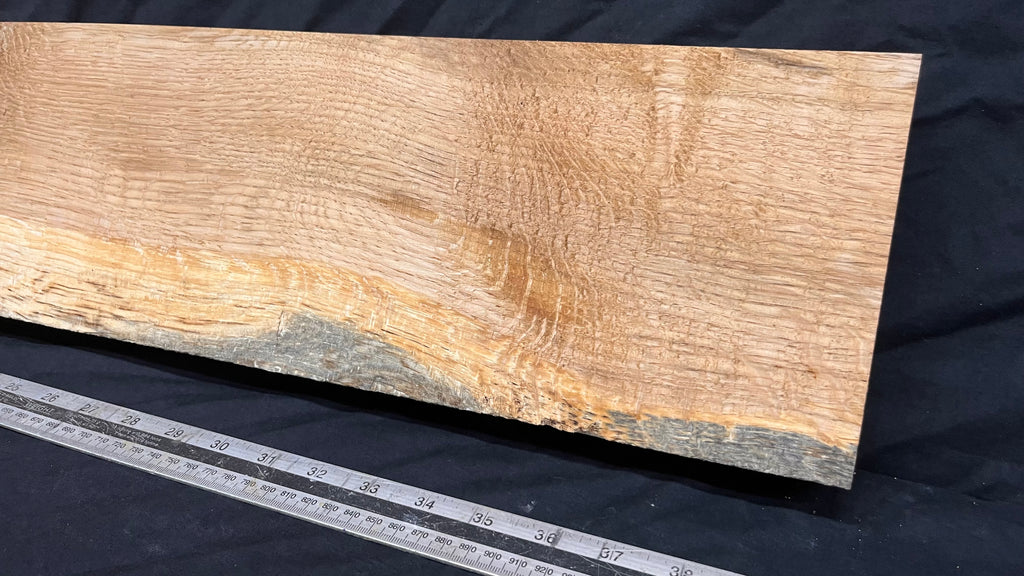 Spalted turkey oak, hardwood shelf, mantle.  1005 L x 157 W x 40 D mm    (738)