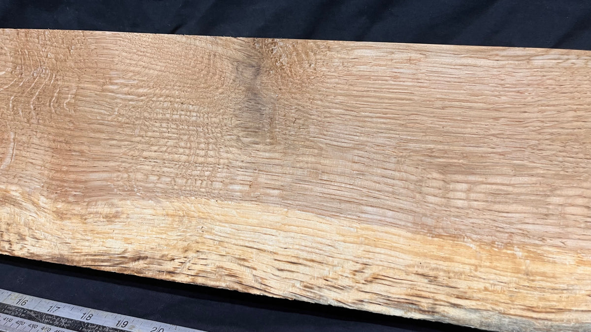 Spalted turkey oak, hardwood shelf, mantle.  1005 L x 157 W x 40 D mm    (738)