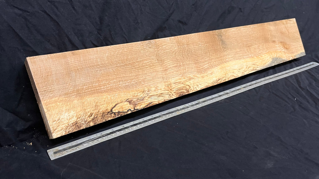 Spalted turkey oak, hardwood shelf, mantle.  1005 L x 157 W x 40 D mm    (738)