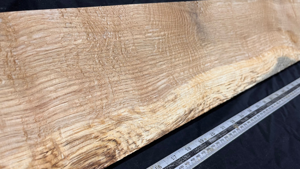 Spalted turkey oak, hardwood shelf, mantle.  1005 L x 157 W x 40 D mm    (738)