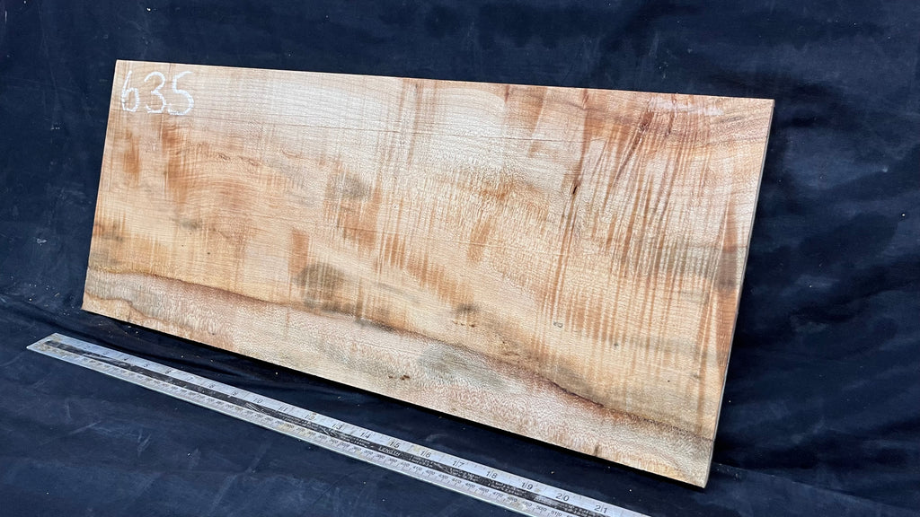 Rippled sycamore tone wood, guitar drop top 599 L x 248 W x 18 D mm     (635)