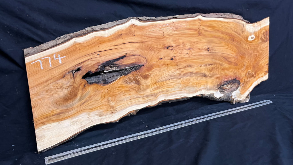 Coffee table top, yew, slab, board 1075 L x 403 W x 25 D mm    (774)