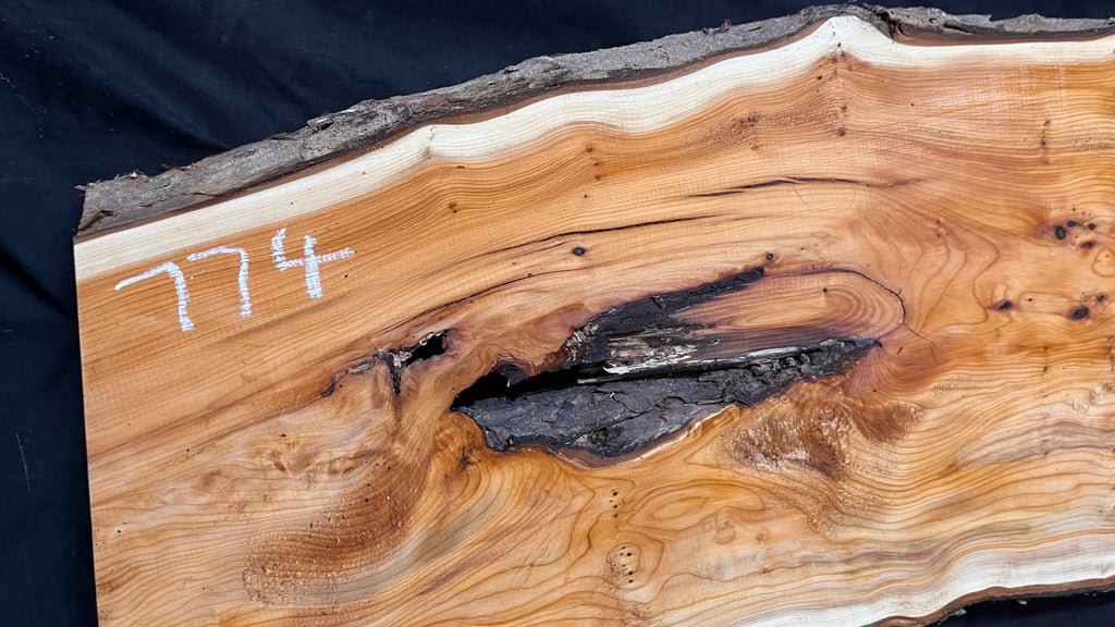 Coffee table top, yew, slab, board 1075 L x 403 W x 25 D mm    (774)