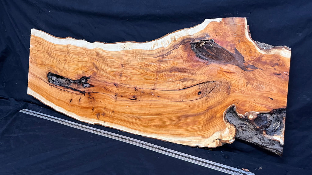 Coffee table top, yew, slab, board 1075 L x 403 W x 25 D mm    (774)