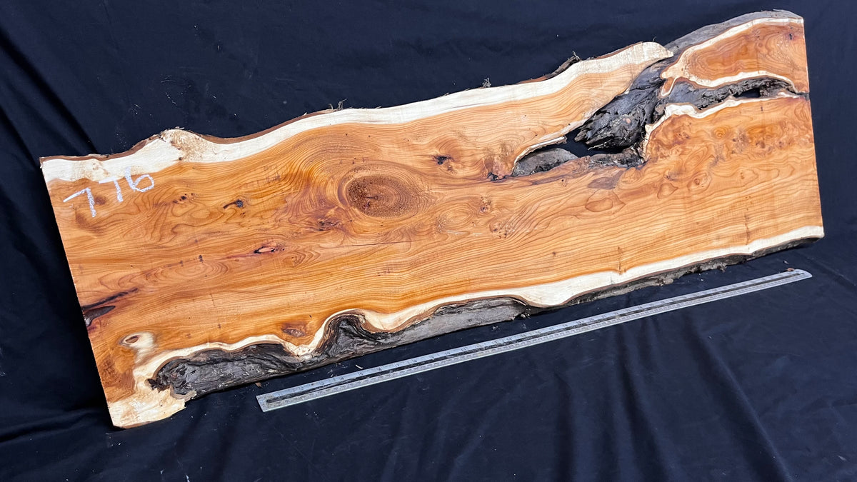 Coffee table top, yew, slab, board 1306 L x 450 W x 25 D mm    (775)