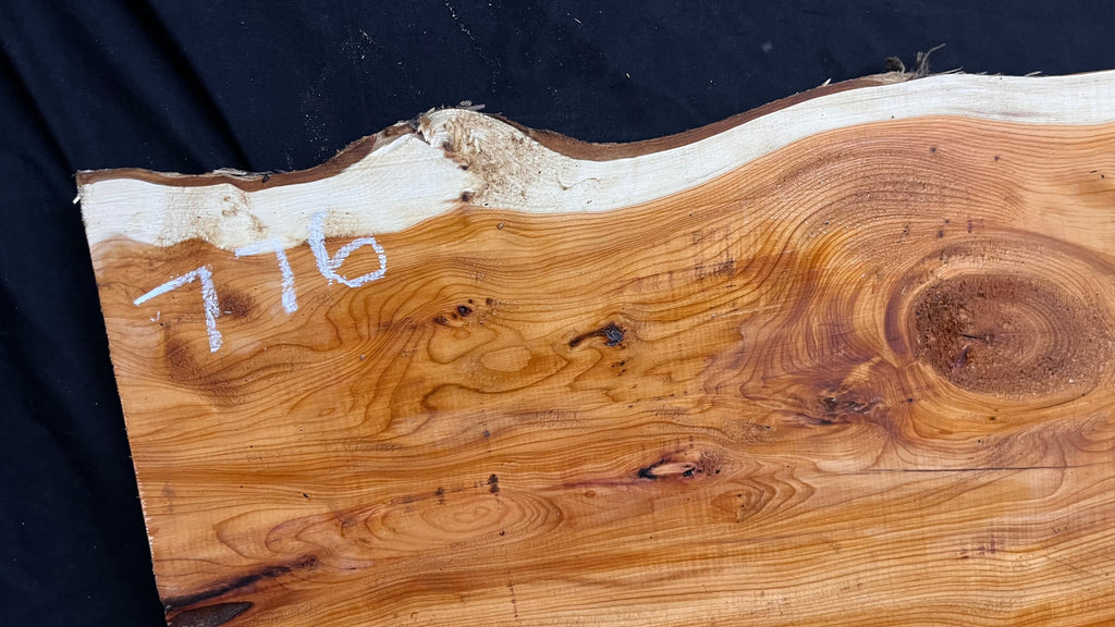 Coffee table top, yew, slab, board 1306 L x 450 W x 25 D mm    (775)