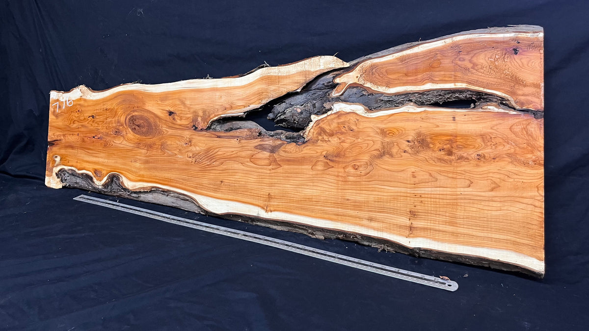 Coffee table top, yew, slab, board 1306 L x 450 W x 25 D mm    (775)