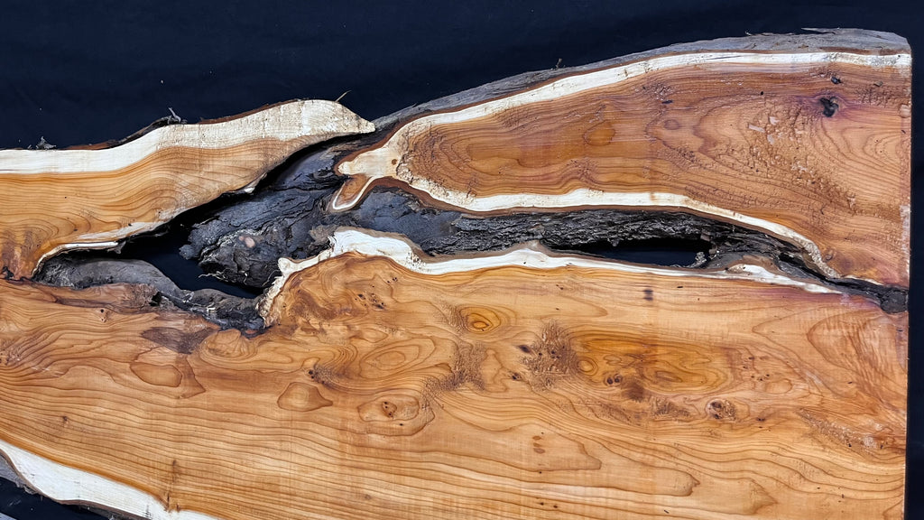 Coffee table top, yew, slab, board 1306 L x 450 W x 25 D mm    (775)
