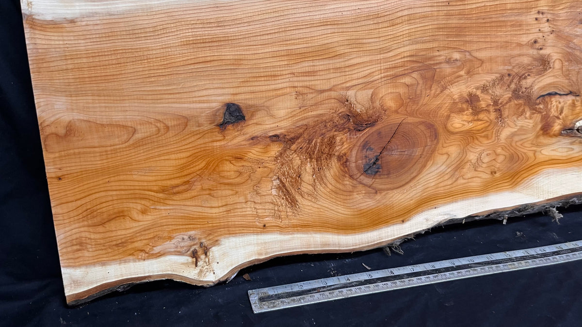 Coffee table top, yew, slab, board 1306 L x 450 W x 25 D mm    (775)