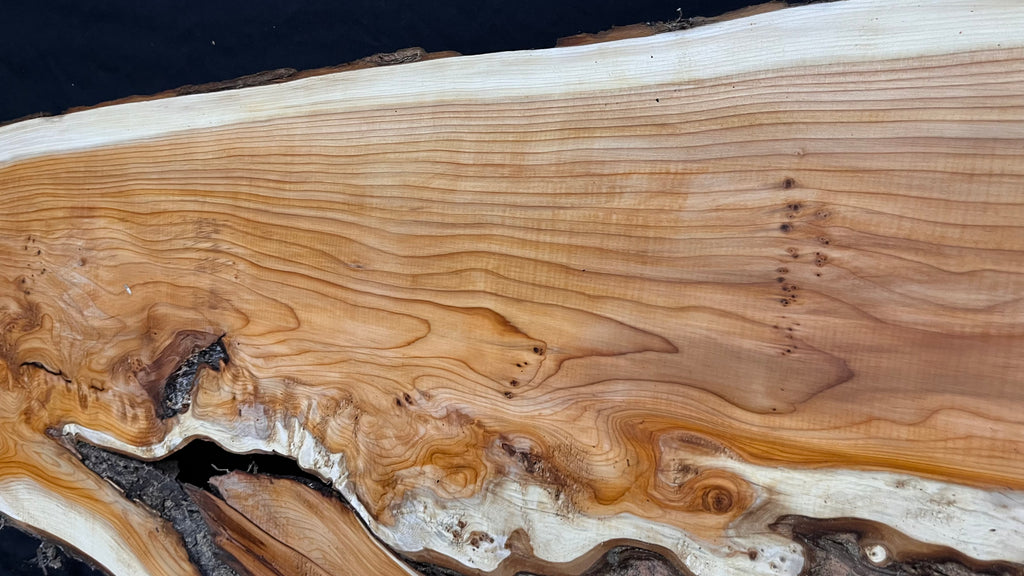 Coffee table top, yew, slab, board 1306 L x 450 W x 25 D mm    (775)