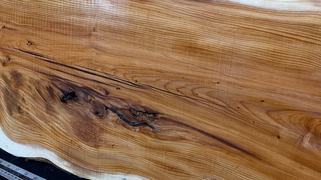 Coffee table top, yew, slab, board 1317 L x 405 W x 26 D mm    (776)