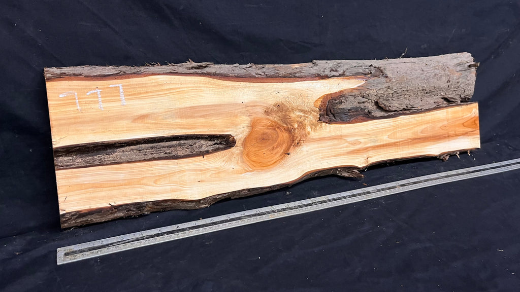 Yew, slab, shelf, mantle, board 821 L x 218 W x 28 D mm    (777)