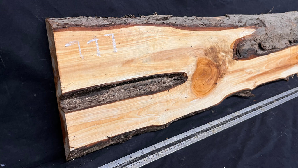 Yew, slab, shelf, mantle, board 821 L x 218 W x 28 D mm    (777)