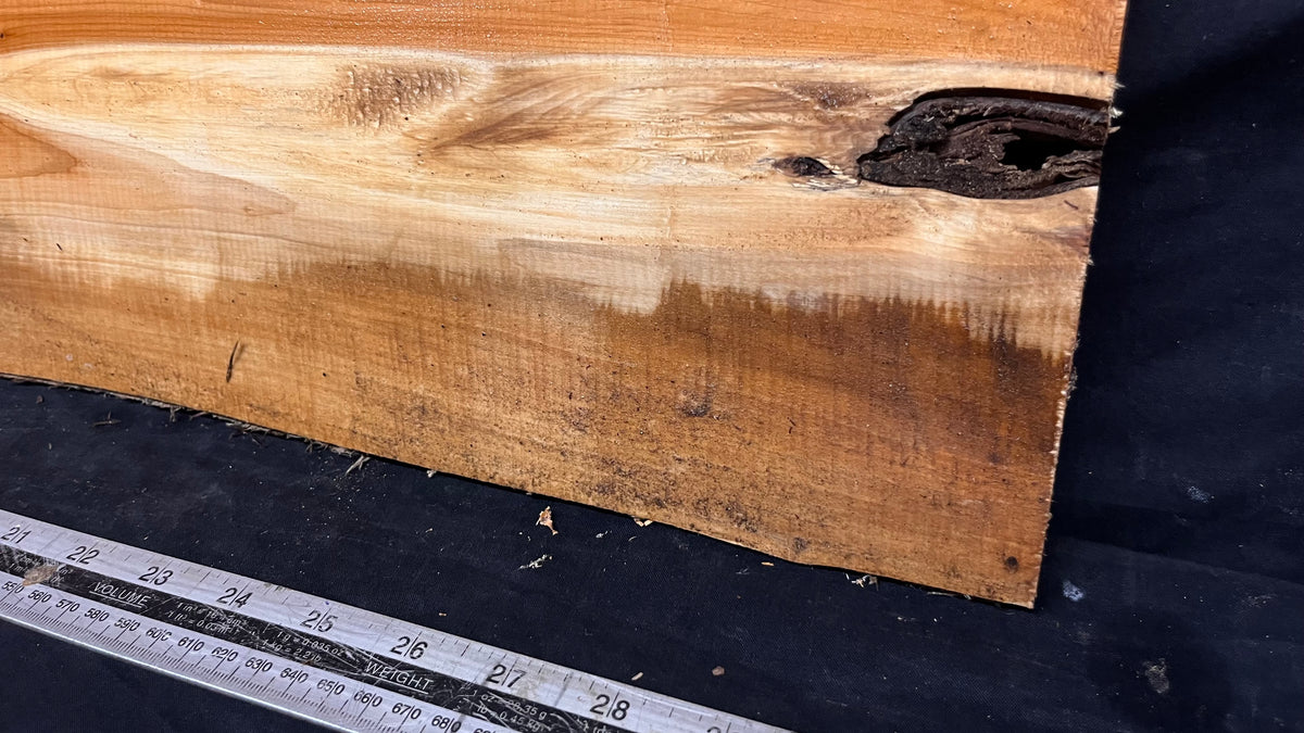 Yew, slab, shelf, mantle, board 821 L x 218 W x 28 D mm    (777)
