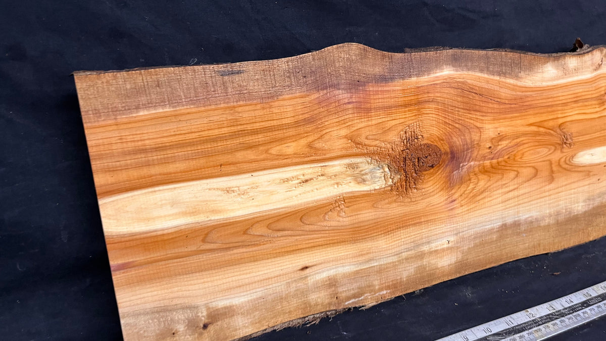 Yew, slab, shelf, mantle, board 821 L x 218 W x 28 D mm    (777)