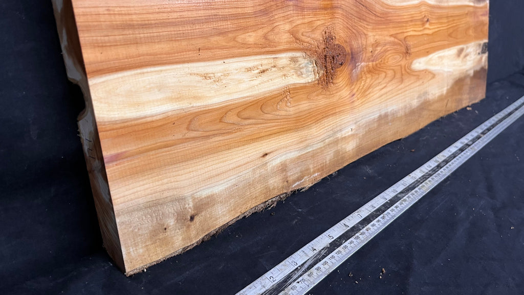 Yew, slab, shelf, mantle, board 821 L x 218 W x 28 D mm    (777)
