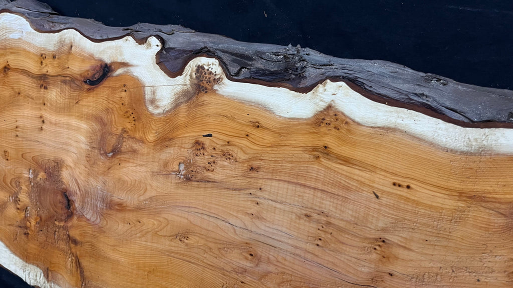 Coffee table top, yew, slab, board 857 L x 396 W x 42 D mm    (785)