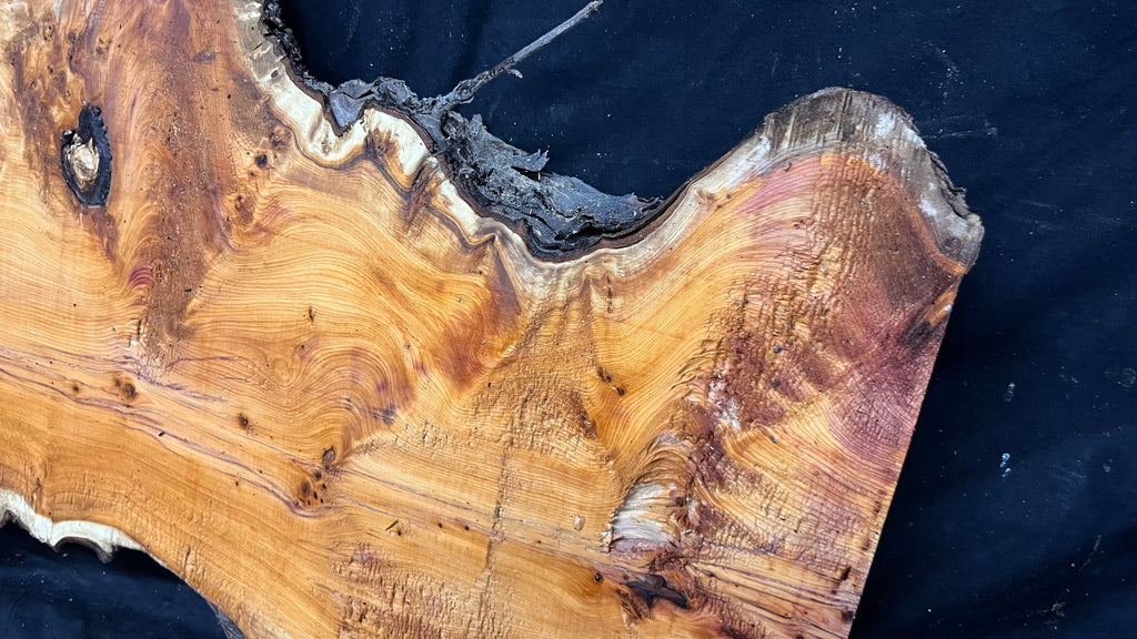 Coffee table top, yew, slab, board 908 L x 364 W x 46 D mm    (786)