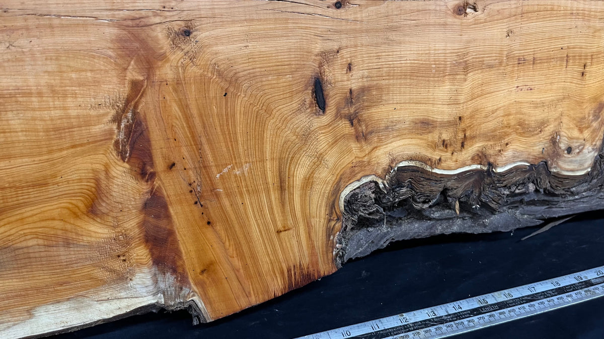 Coffee table top, yew, slab, board 1013 L x 431 W x 46 D mm    (787)