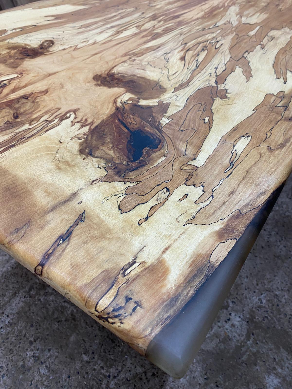Spalted Beech Dining Table On Tapered Oak Legs 6-8 Seater