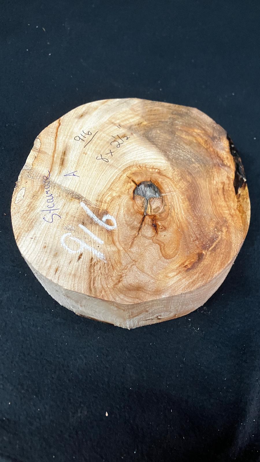 A Grade dry 8" x 2.5" Sycamore wood turning blank  (916)